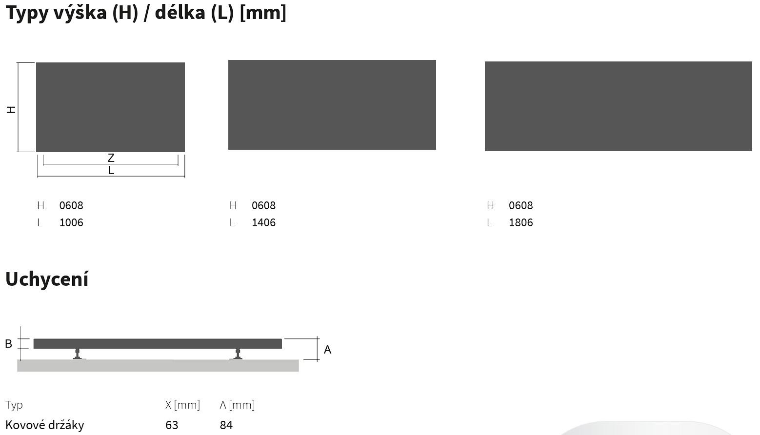 Koupelnový radiátor Variant Horizontal ISAN Melody technický výkres